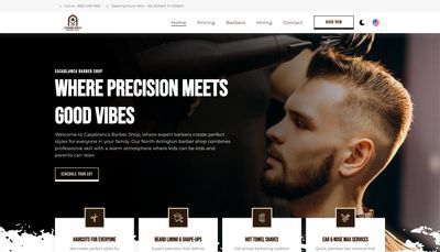 Casablanca Barber Shop website homepage preview